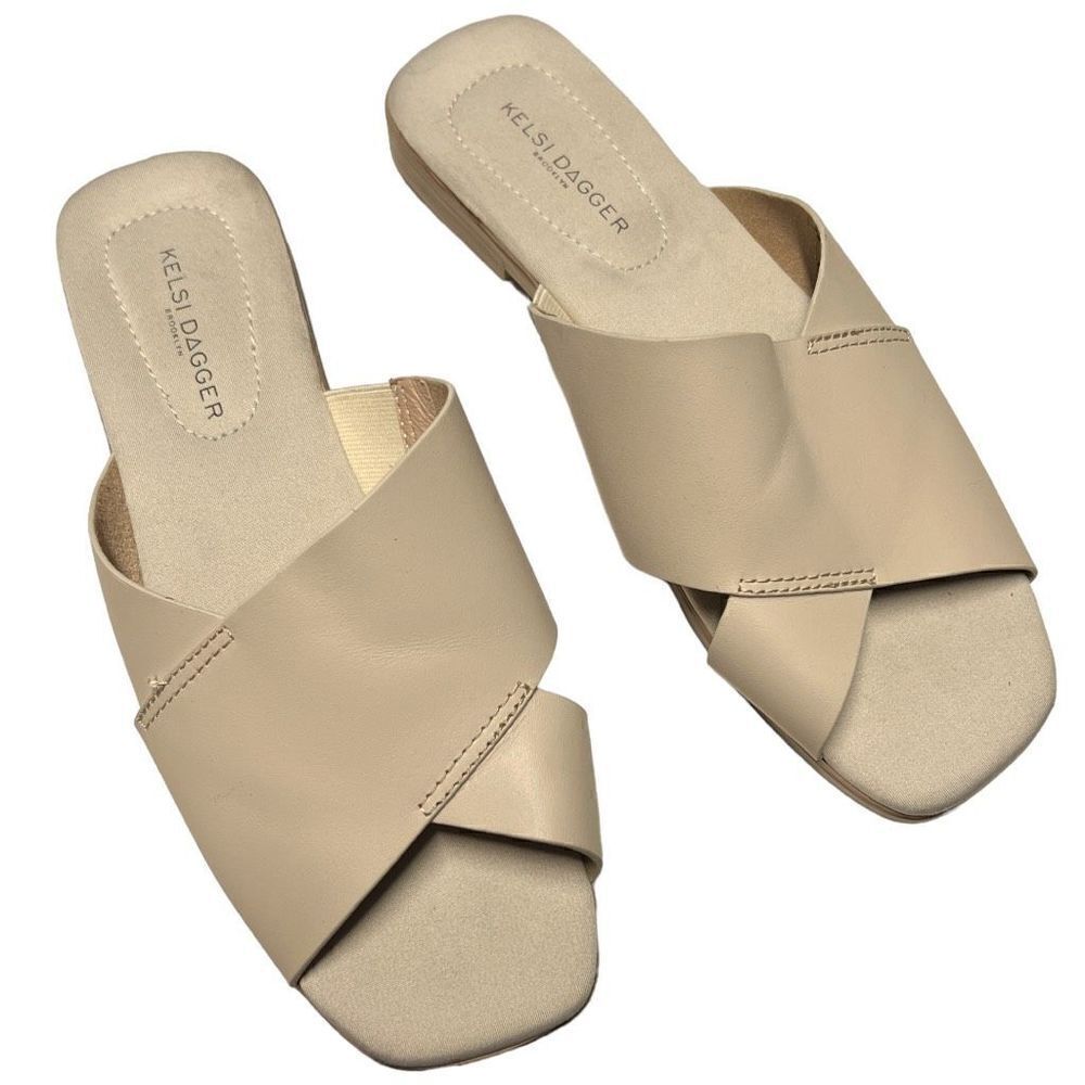 Kelsi Dagger Brooklyn Sandals Women's Size 9.5 Cream Leather Sandals Slides